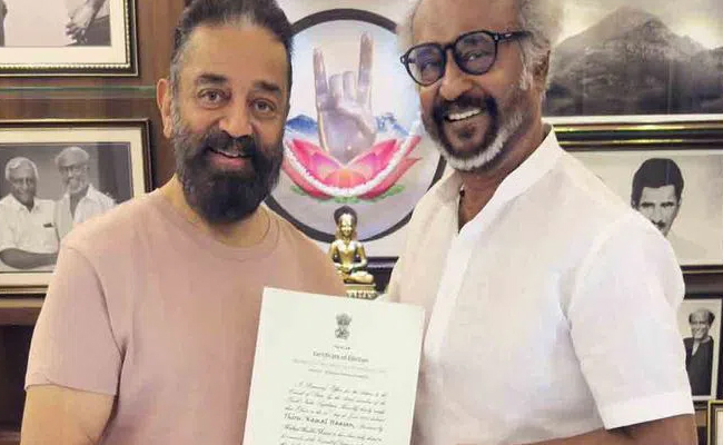 Kamal Haasan Shares Rajya Sabha Joy with Rajinikanth