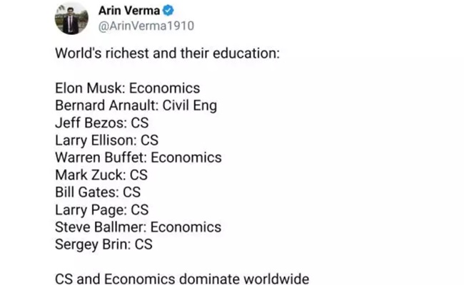 World's Richest either study Computer Science or Economics